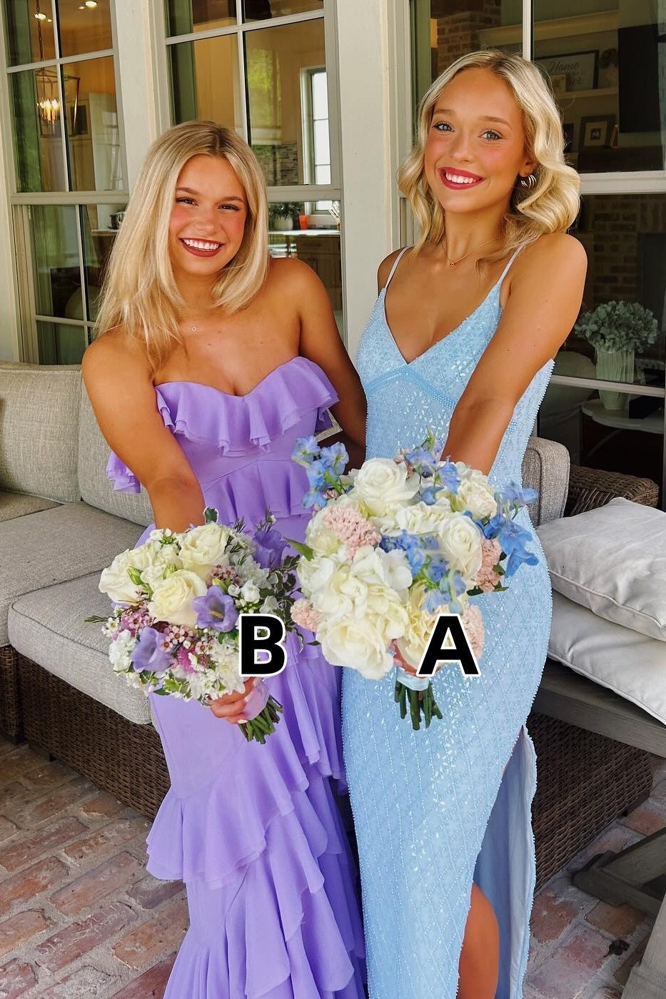Stylish Sheath Spaghetti Straps/Sweetheart Light Blue/ Purple Long Prom Dress