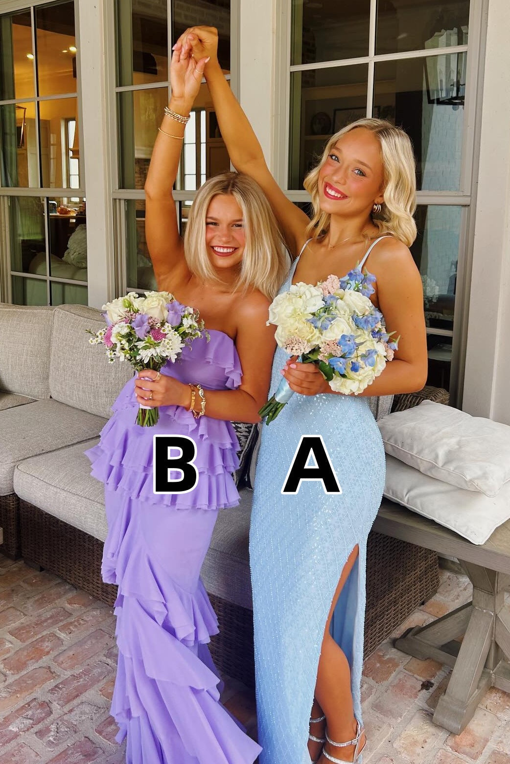 Stylish Sheath Spaghetti Straps/Sweetheart Light Blue/ Purple Long Prom Dress
