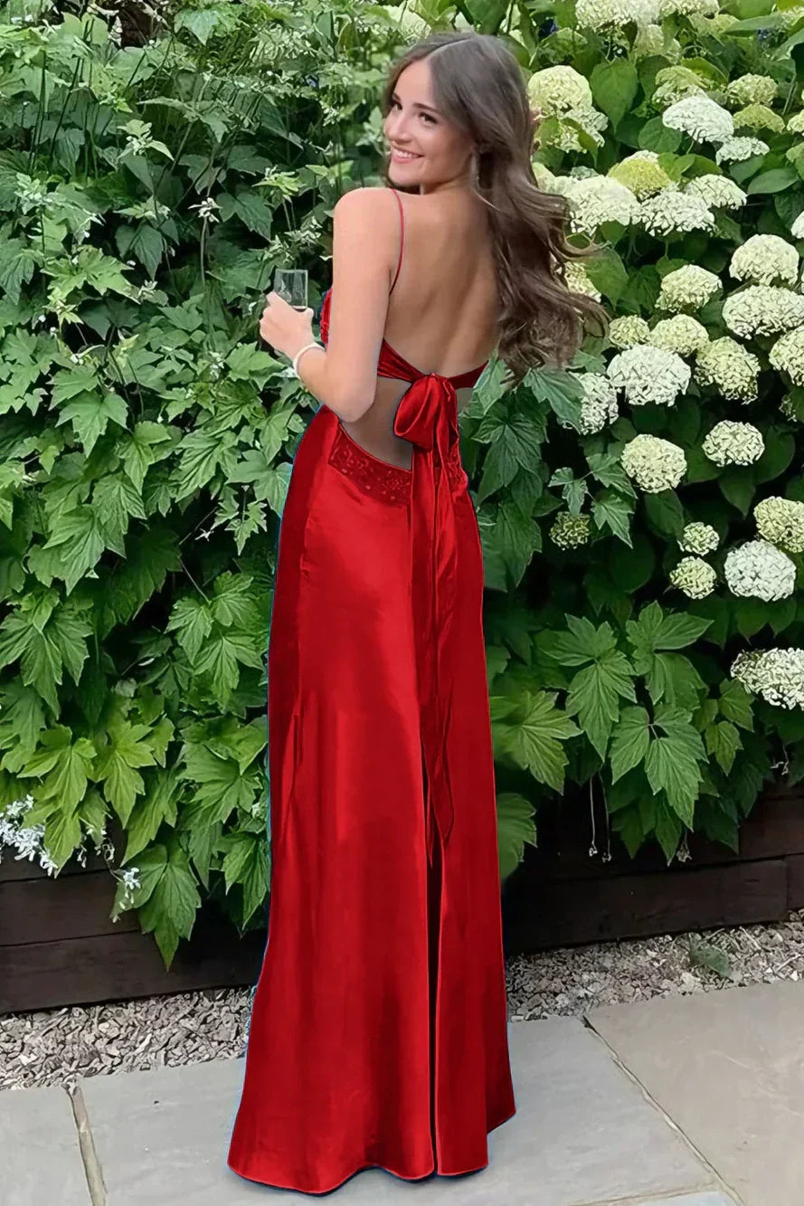 Stylish Sheath Spaghetti Straps Blue Long Prom Dress with Backless
