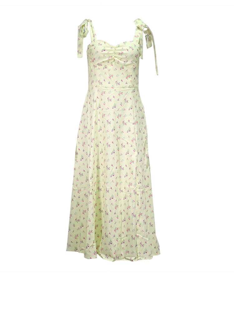 Summer Backless Slip Dress Women Casual Floral Midi Dress