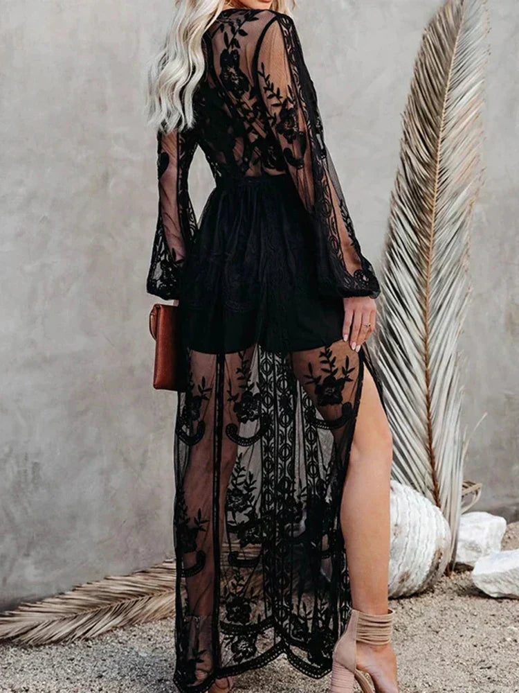 Cinthia Aesthetic Maxi Dress Bohemian Lace Evening Wear Edit