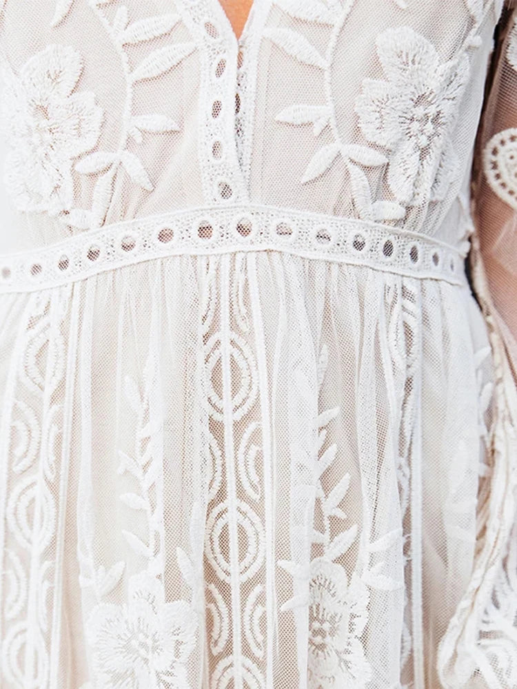 Cinthia Aesthetic Maxi Dress Bohemian Lace Evening Wear Edit