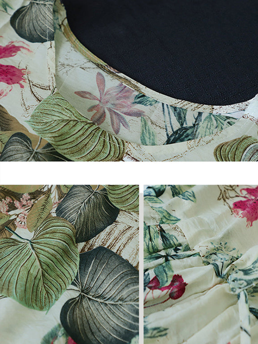 Summer Casual Floral Printed Cotton Dress Sleeveless