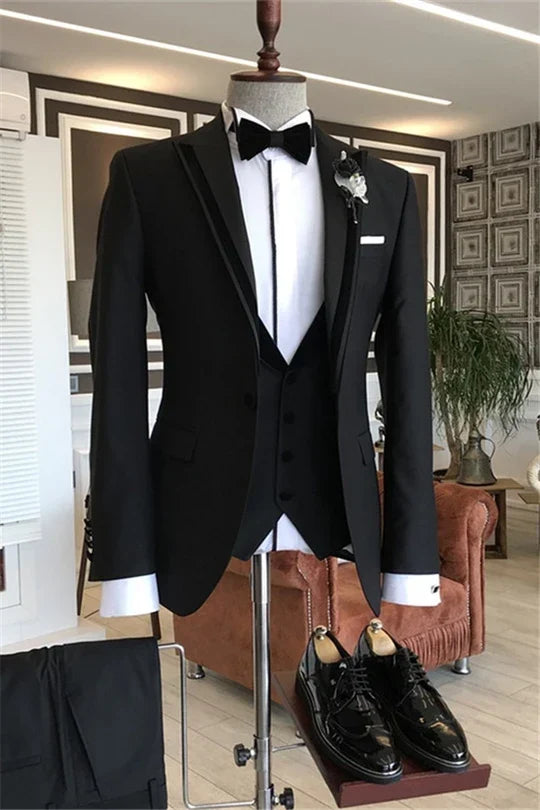 Suzhoufashion Black Three Piees Best Fitted Prom Men Suits
