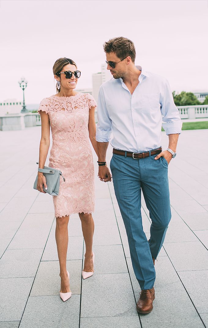 Suzhoufashion Lace Blushing Pink Formal Dresses Knee Length Wedding Party Dress