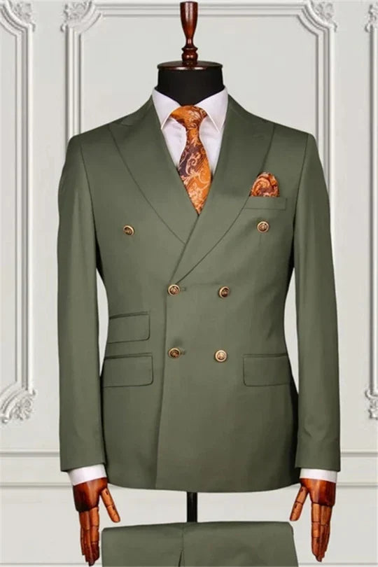 Suzhoufashion Sage Double Breasted Peaked Lapel Best Fitted Men Suits