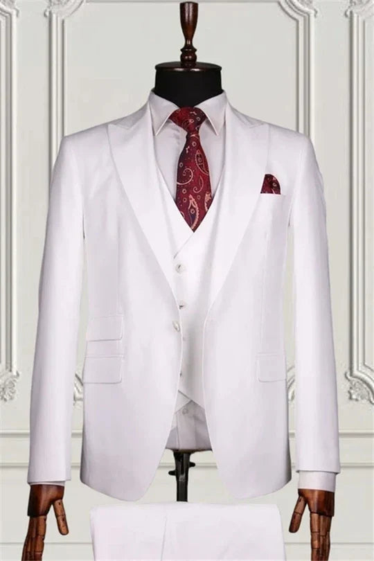 Suzhoufashion White Three Pieces Slim Fit Prom Suits For Men