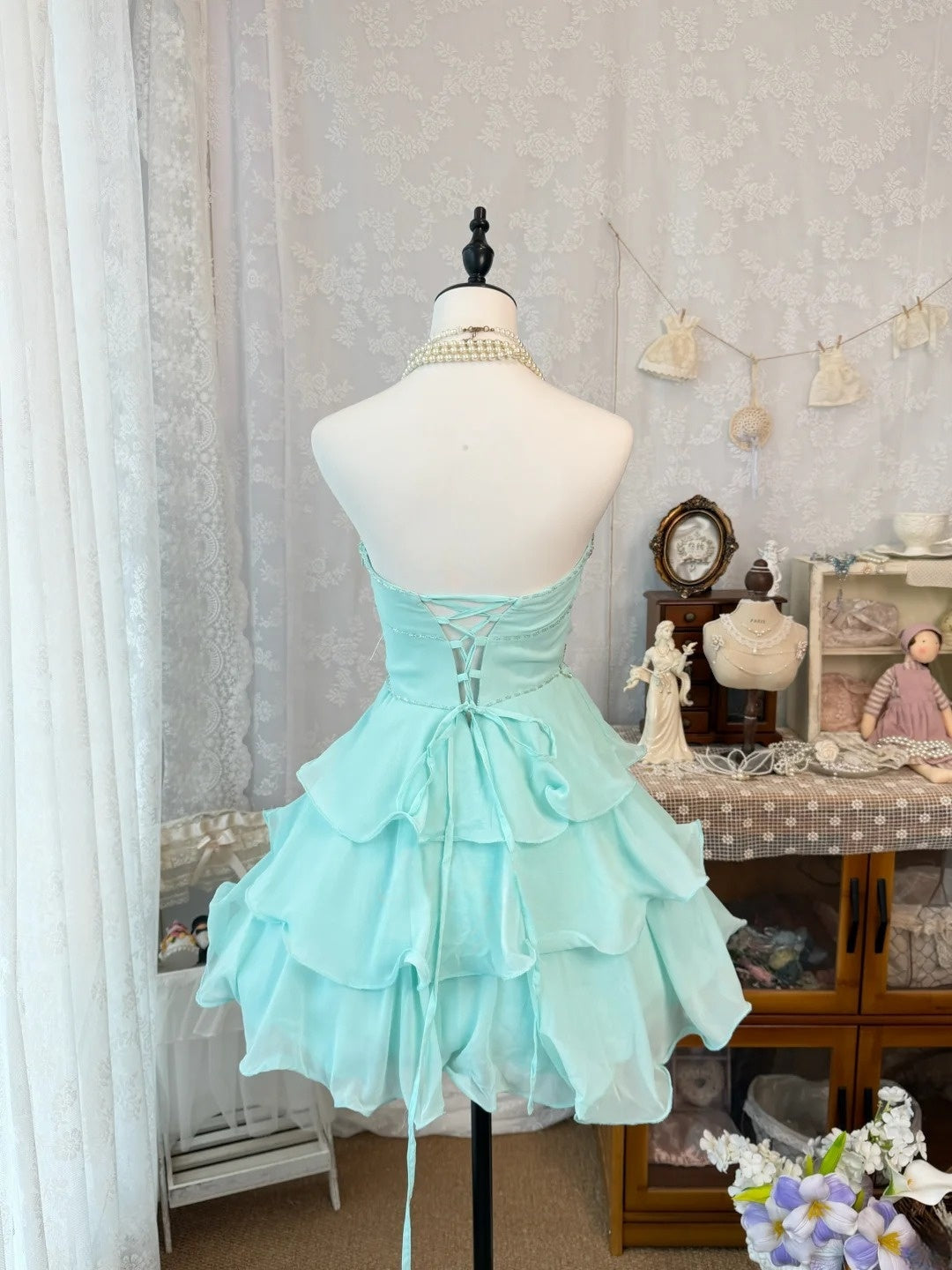 Sweetheart A-Line Chiffon Homecoming Dress Layered Short Dress