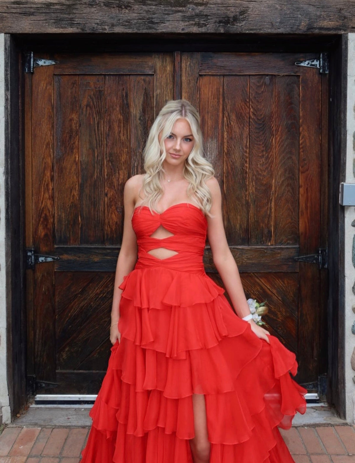 Sweetheart A-Line Layered Prom Dress Chiffon Ruffled Evening Dress