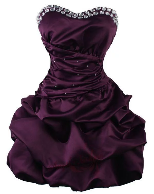 Sweetheart A-Line Purple Satin Homecoming Dress