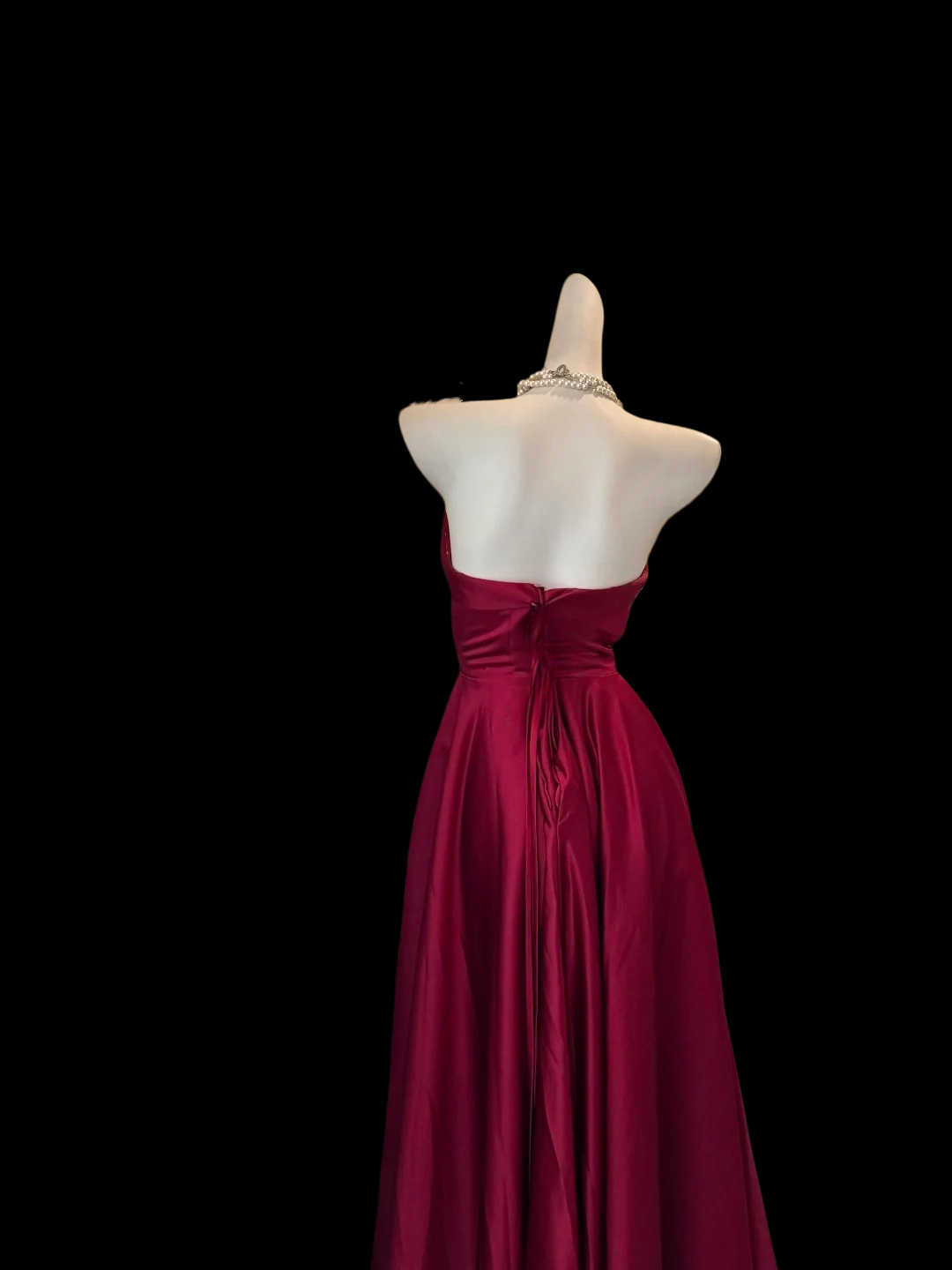 Sweetheart A-Line Satin Burgundy Prom Dress Elegant Evening Dress