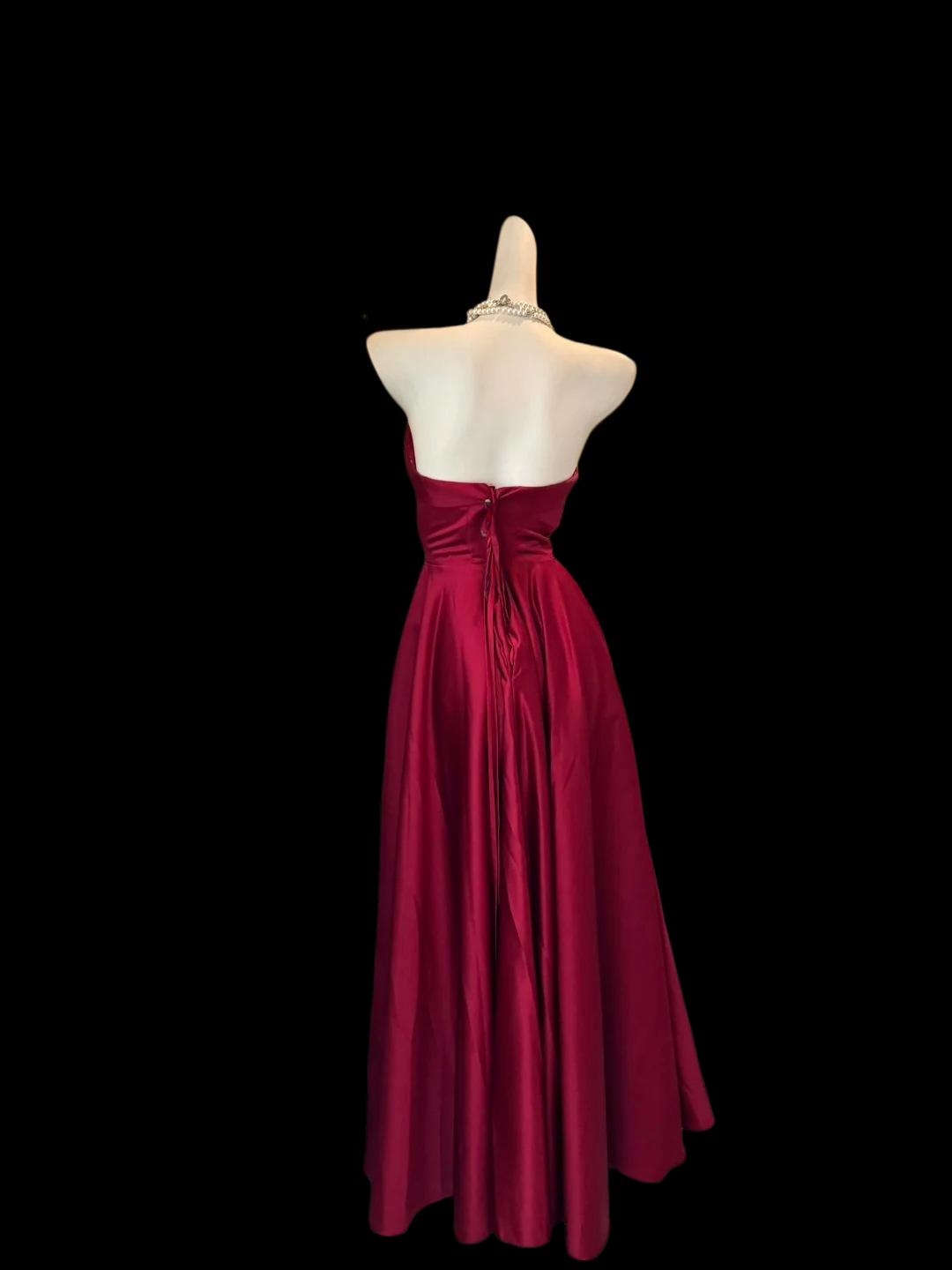 Sweetheart A-Line Satin Burgundy Prom Dress Elegant Evening Dress