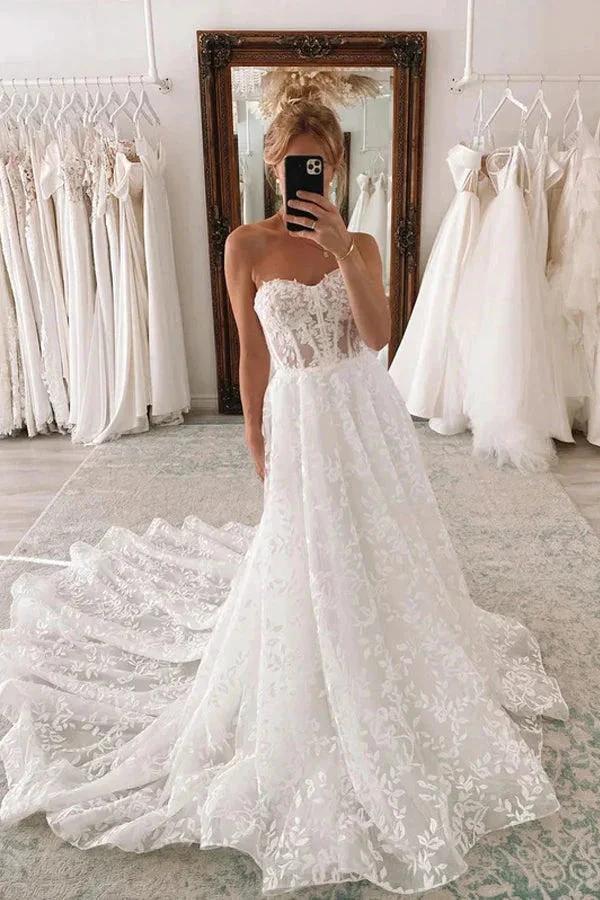 Sweetheart Ball Gown Lace Wedding Dress With Detachable Puff Sleeves (ZD16175)