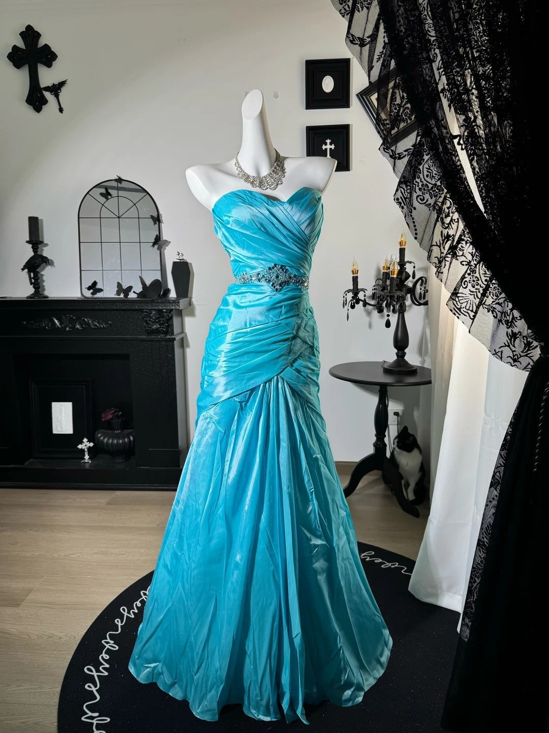 Sweetheart Blue Mermaid Prom Dress Retro Evening Dress