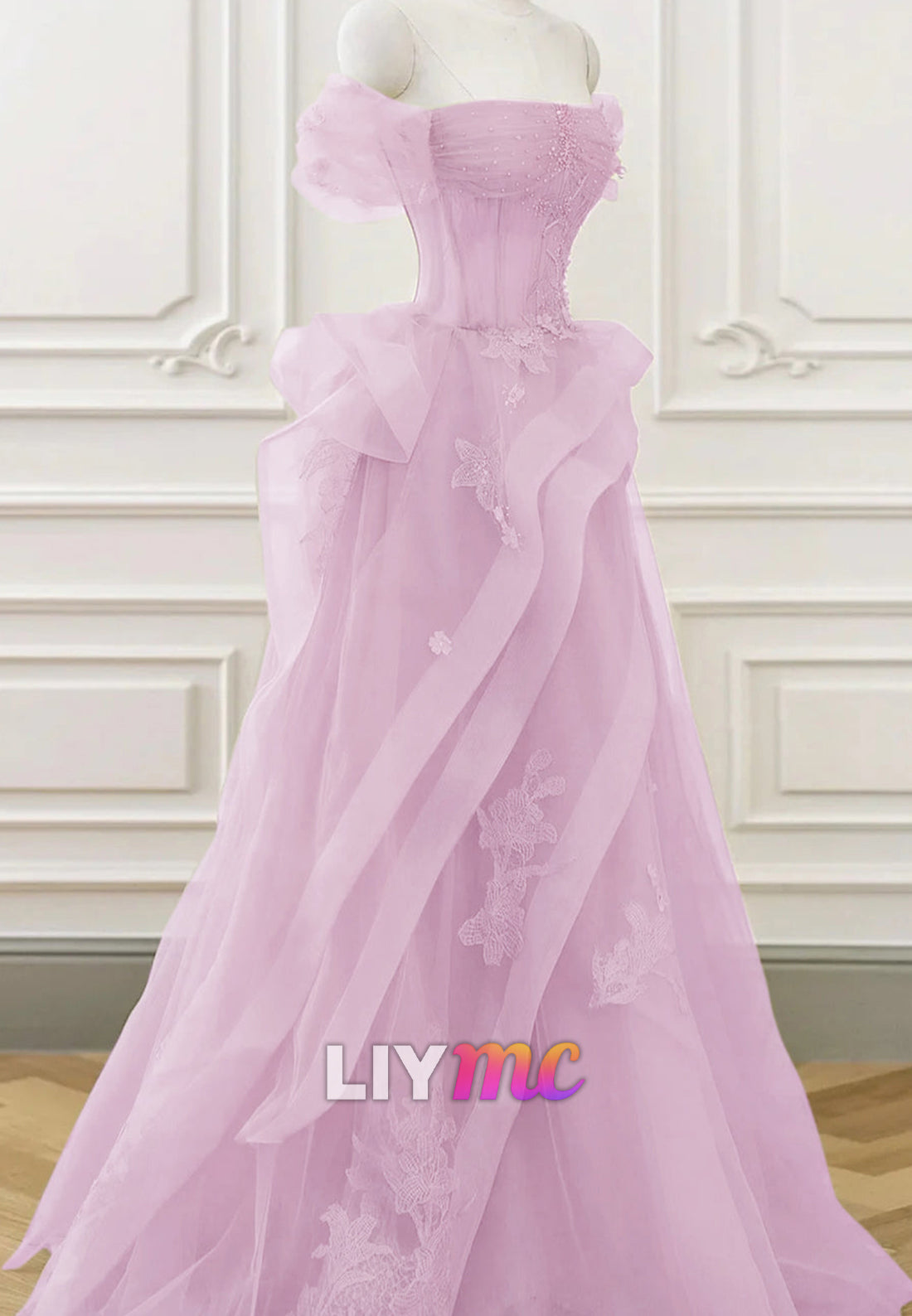 Sweetheart Cap Sleeves Floral Prom Dress Tulle A-Line Party Dress