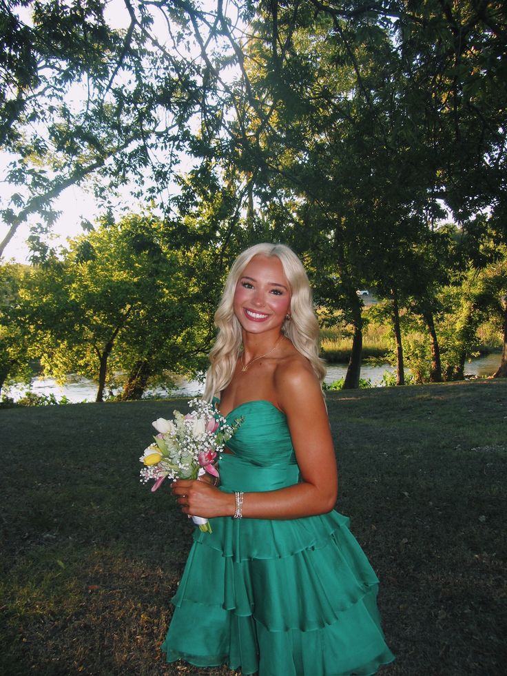 Sweetheart Green Layered Homecoming Dress Ruffled Party Dress