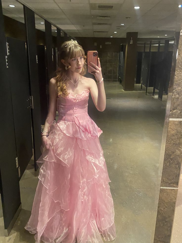 Sweetheart Pink Organza Prom Dress A-Line Formal Evening Gown