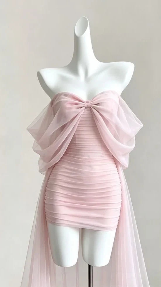 Sweetheart Pink Sheath Birthday Dress Cute Evening Dress