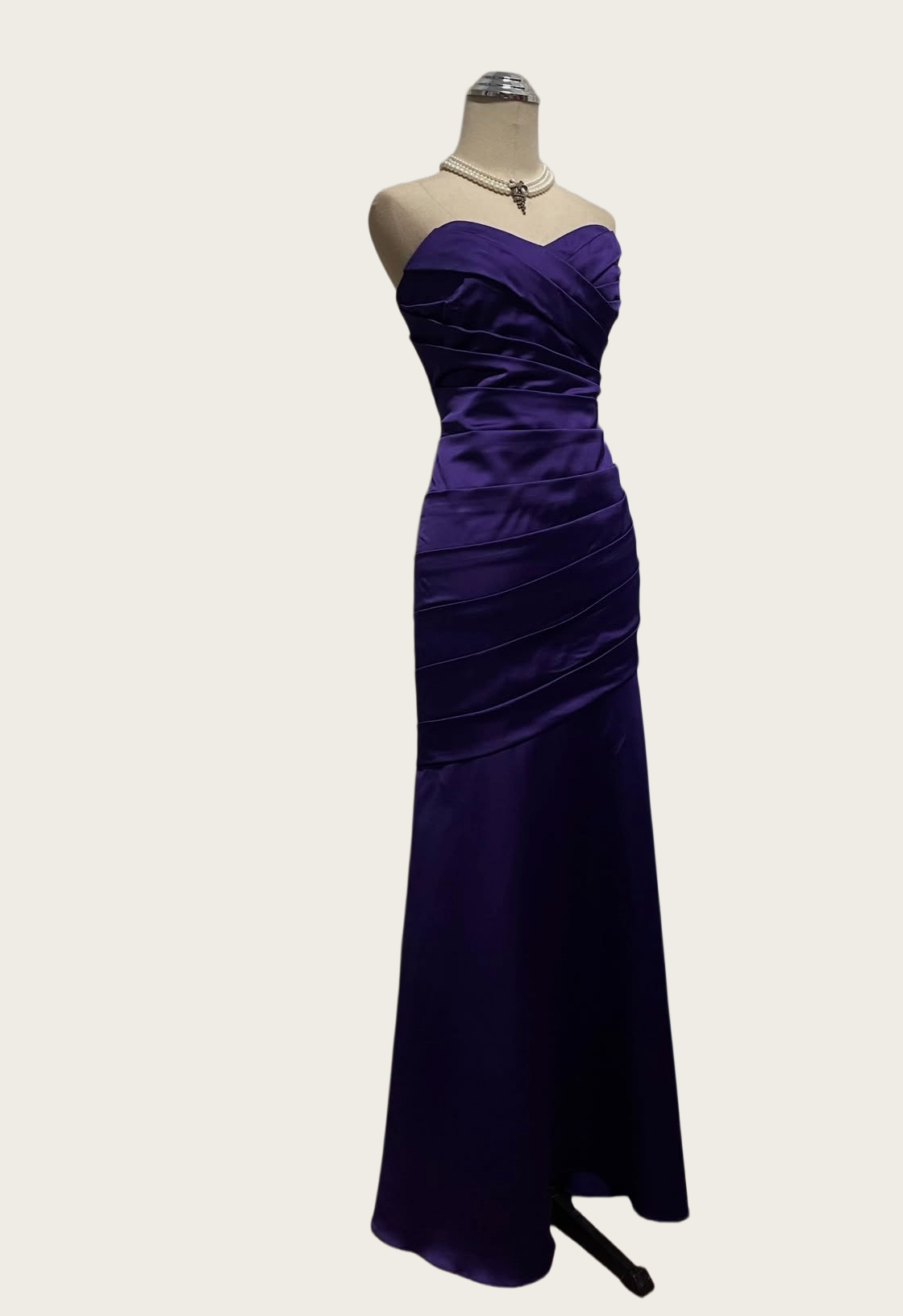 Sweetheart Purple Satin Prom Dress Sheath Evening Dress