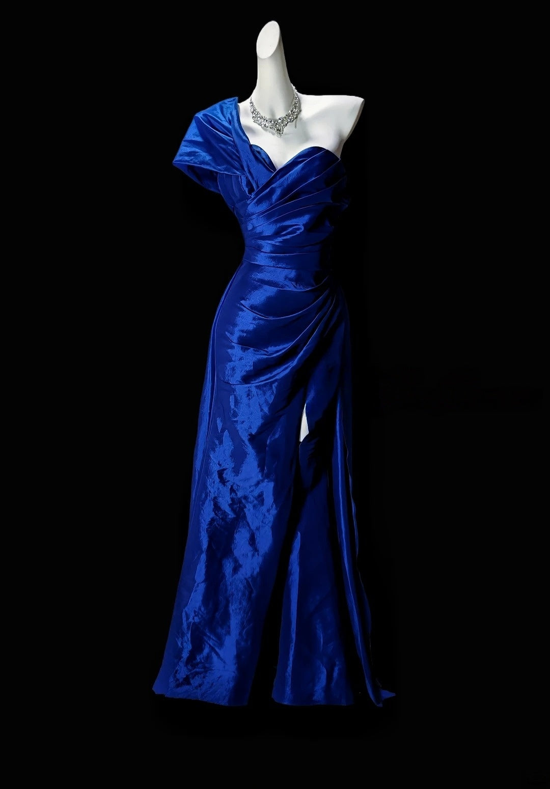 Sweetheart Royal Blue Satin Prom Dress Formal Evening Gown