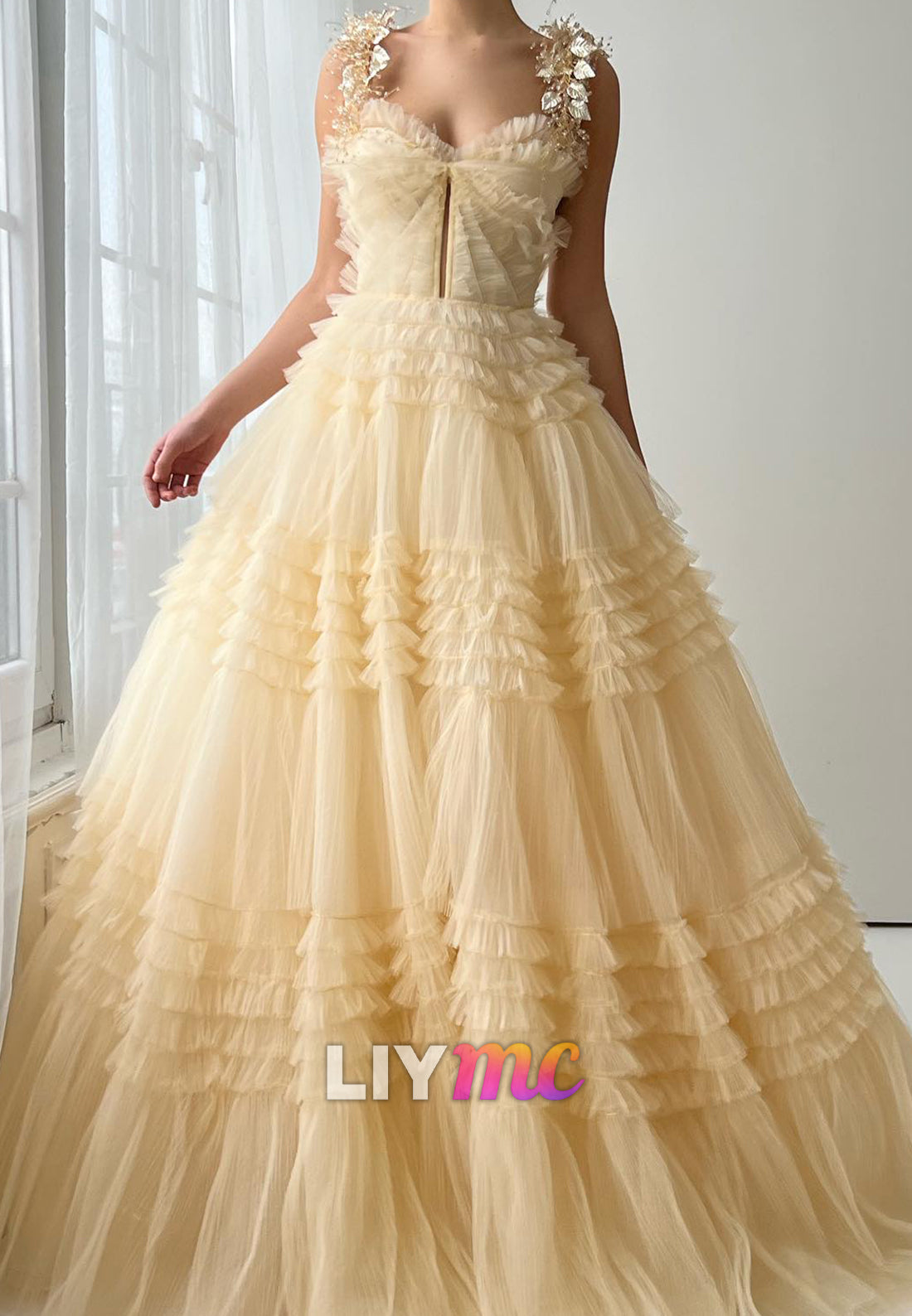 Sweetheart Spaghetti Straps Tulle Prom Dress A-Line Party Dress