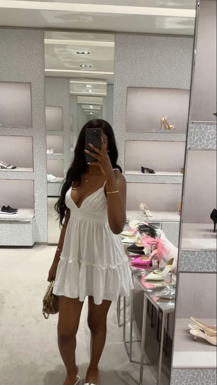 Cute White A-Line V-Neck Homecoming Dress White Party Gown - FashionDia