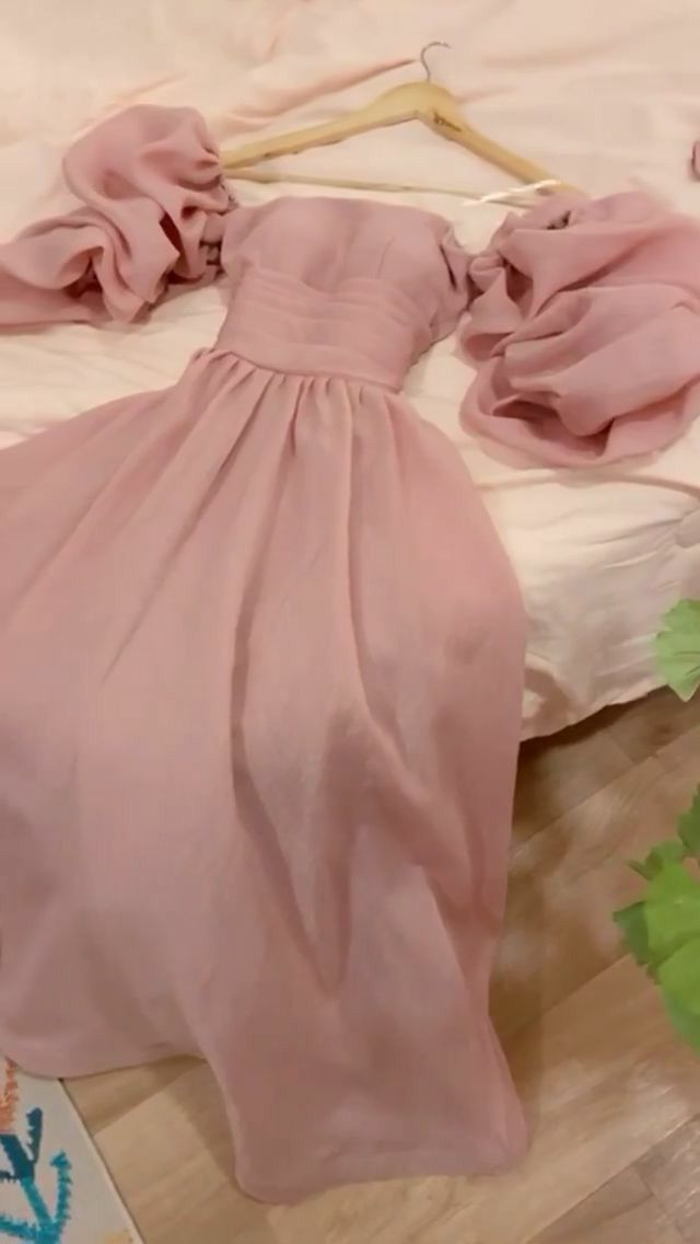 Retro Style A-line Dusty Pink Prom Dress,Puffy Sleeves Party Dress