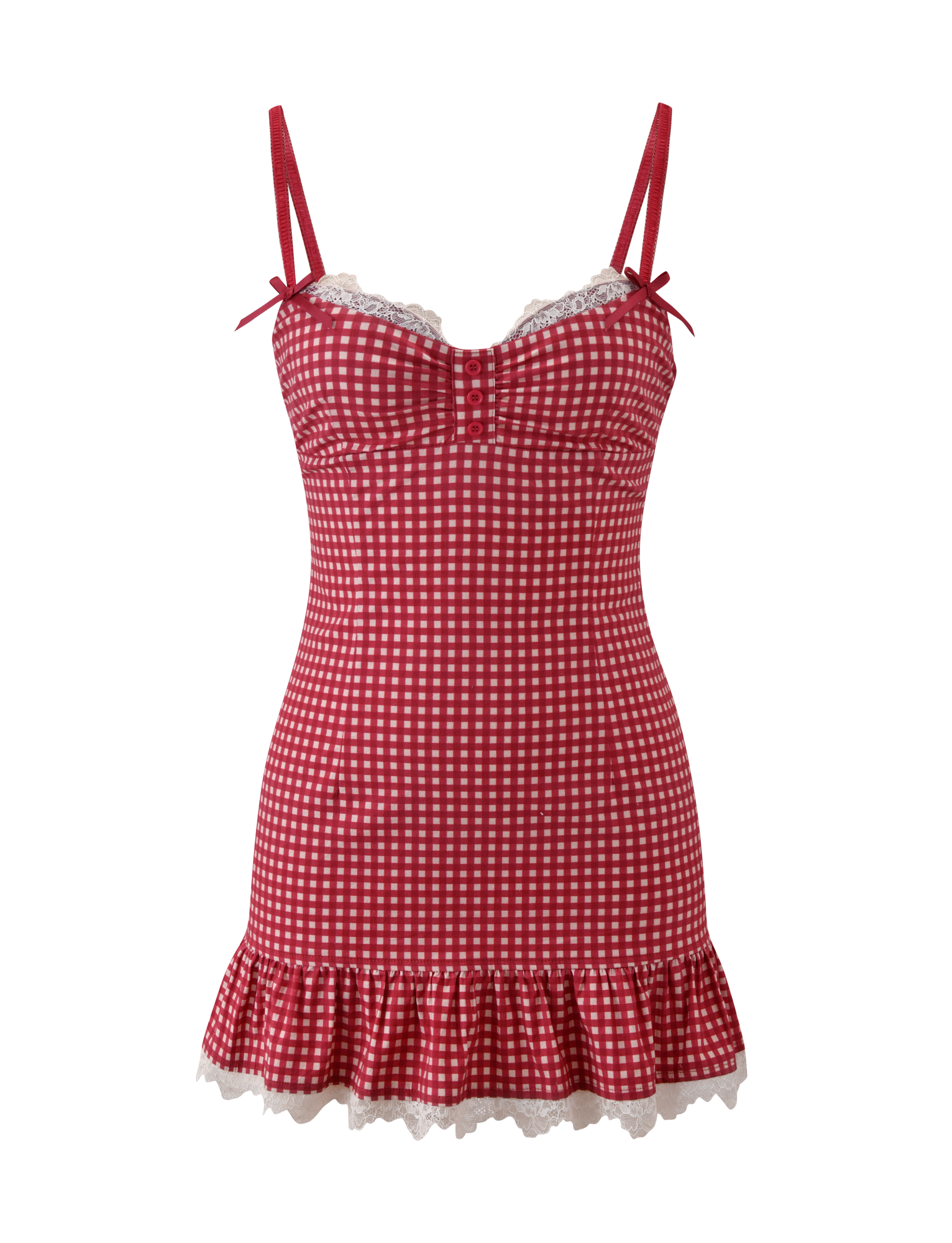 EMMALINE MINI DRESS - RED GINGHAM
