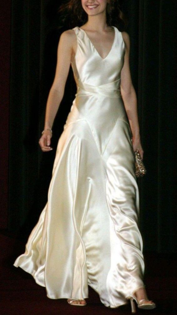 Charming V Neck Satin A Line Party Dress Long Prom Evening Dress