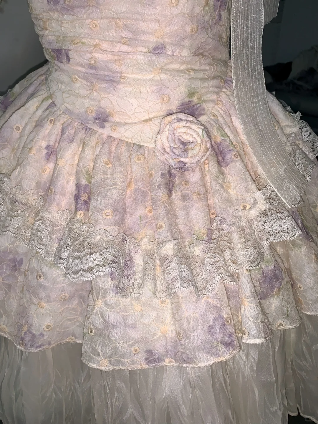 Classy Spaghetti Straps Lilac Print Floral A Line Princess Birthday Outfits Short Graduation Homecoming Dress D019