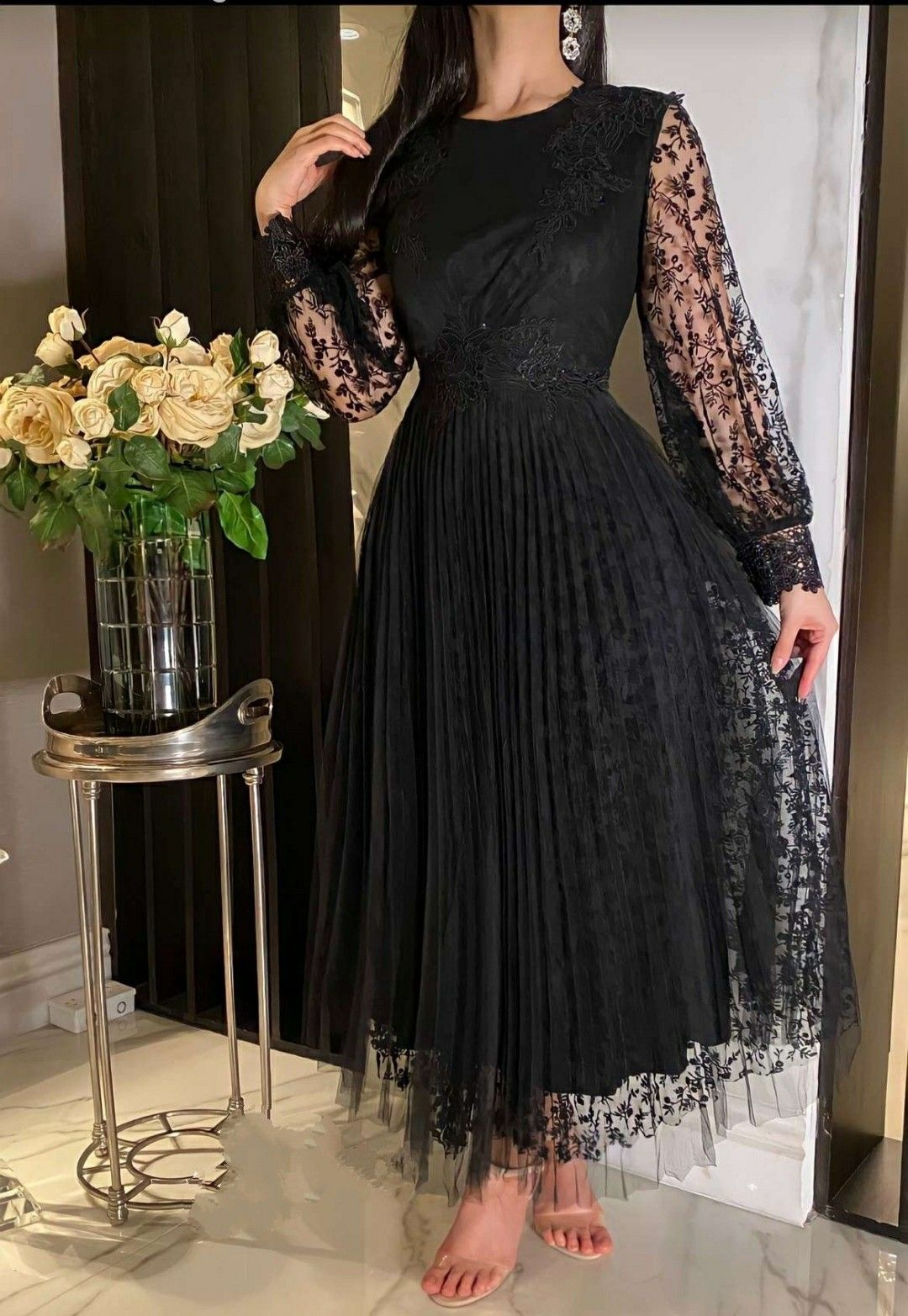 Elegant Black A-line Evening Dress Black Formal Dress Y5730 - VelvetHem
