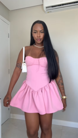 Cute Sweetheart Neck Pink Satin A-Line Short Cocktail Dress Formal 8th Grade Homecoming Dress - View 3 | FashionDia