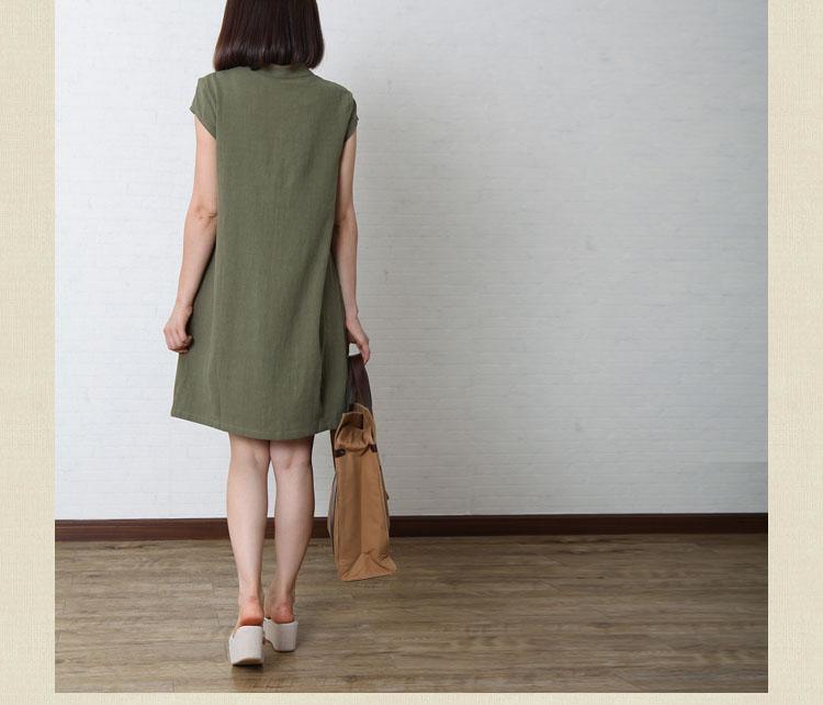 Tea green cotton sundress oversize summer linen dress