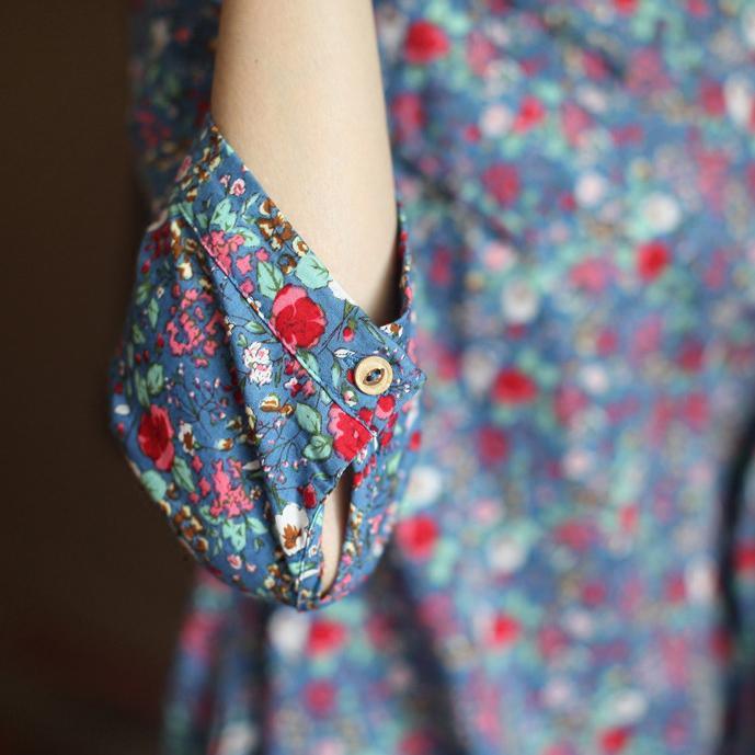 The elegant Chinese style retro floral cotton dresses bracelet sleeve