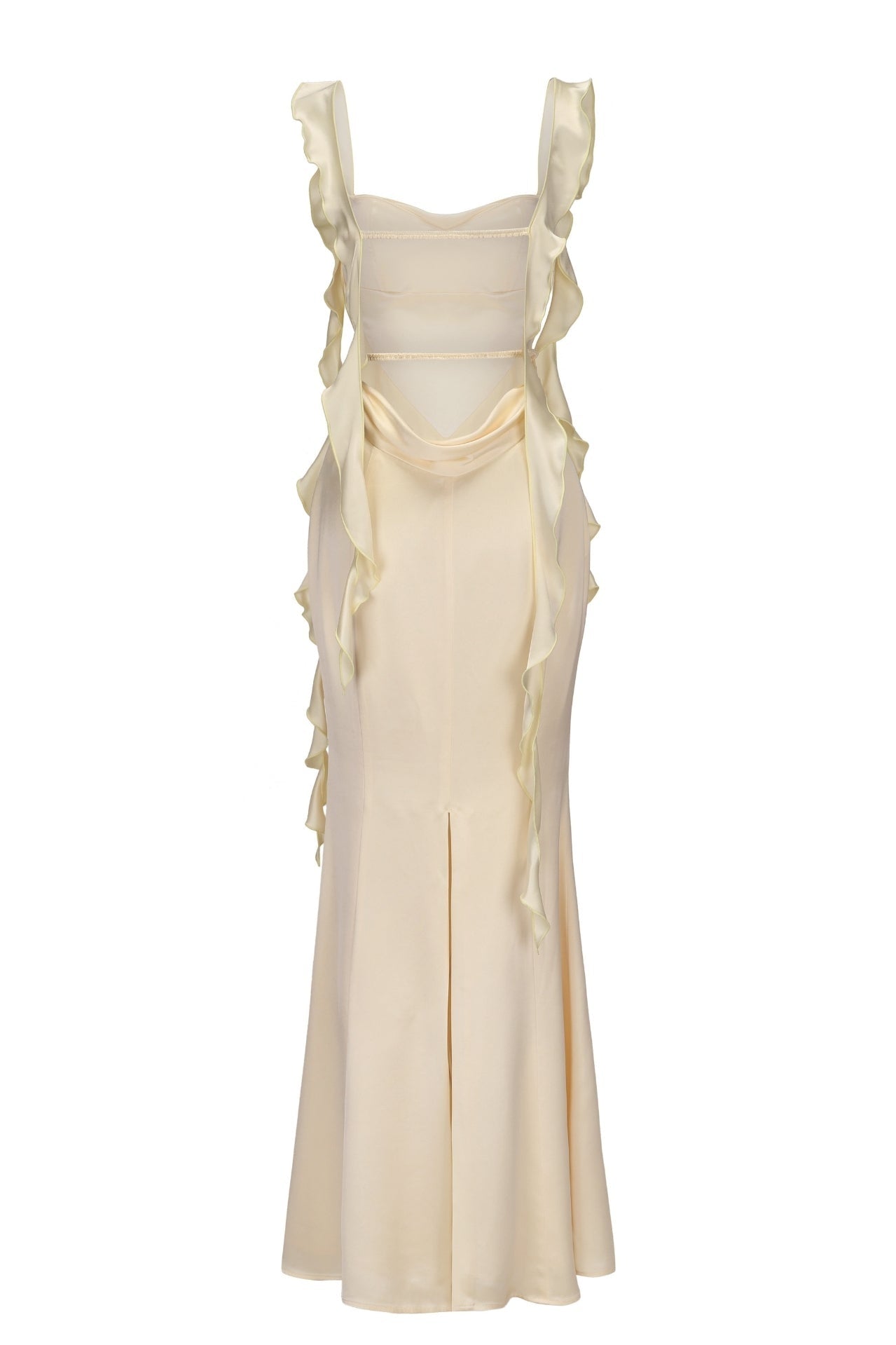 Trendy Mermaid Square Neck Light Blue Long Prom Dress with Ruffles