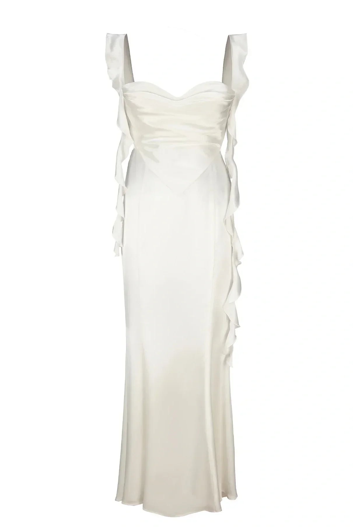 Trendy Mermaid Square Neck Light Blue Long Prom Dress with Ruffles