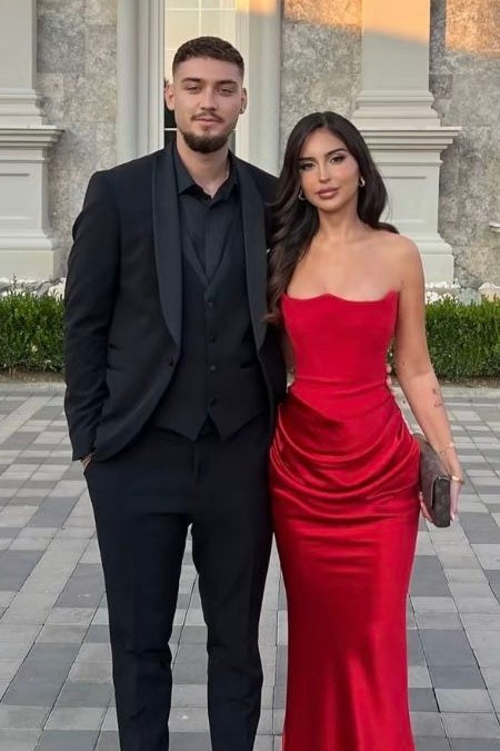 Trendy Mermaid Sweetheart Red Long Prom Dress with Ruched - FashionDia