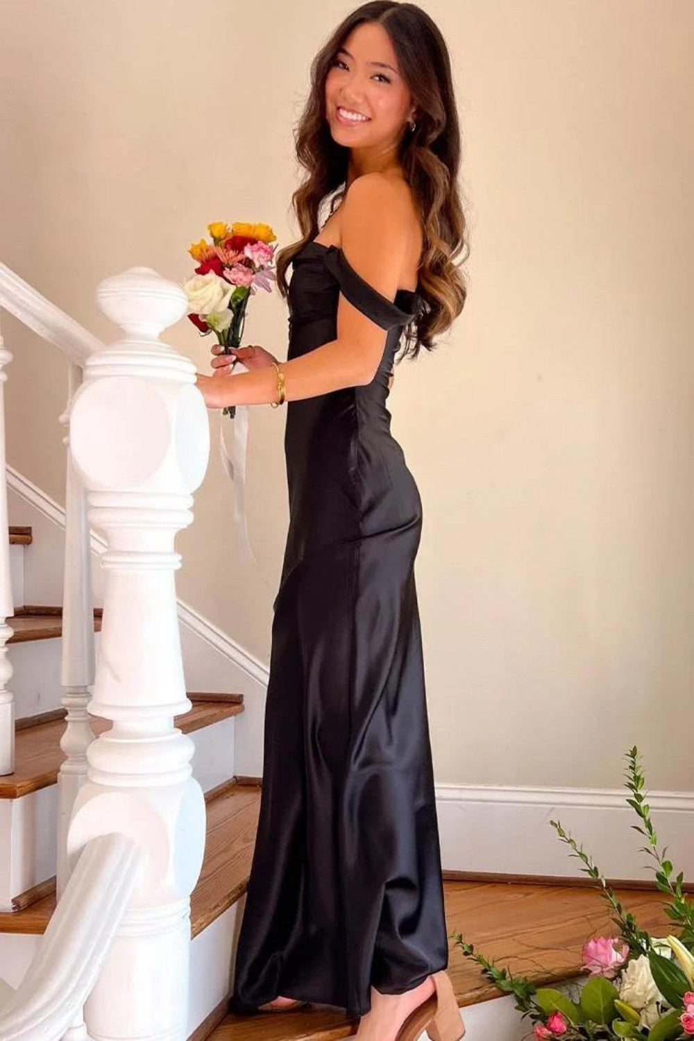 Chic Sheath Off the Shoulder Lilac Long Prom Dress with Ruched