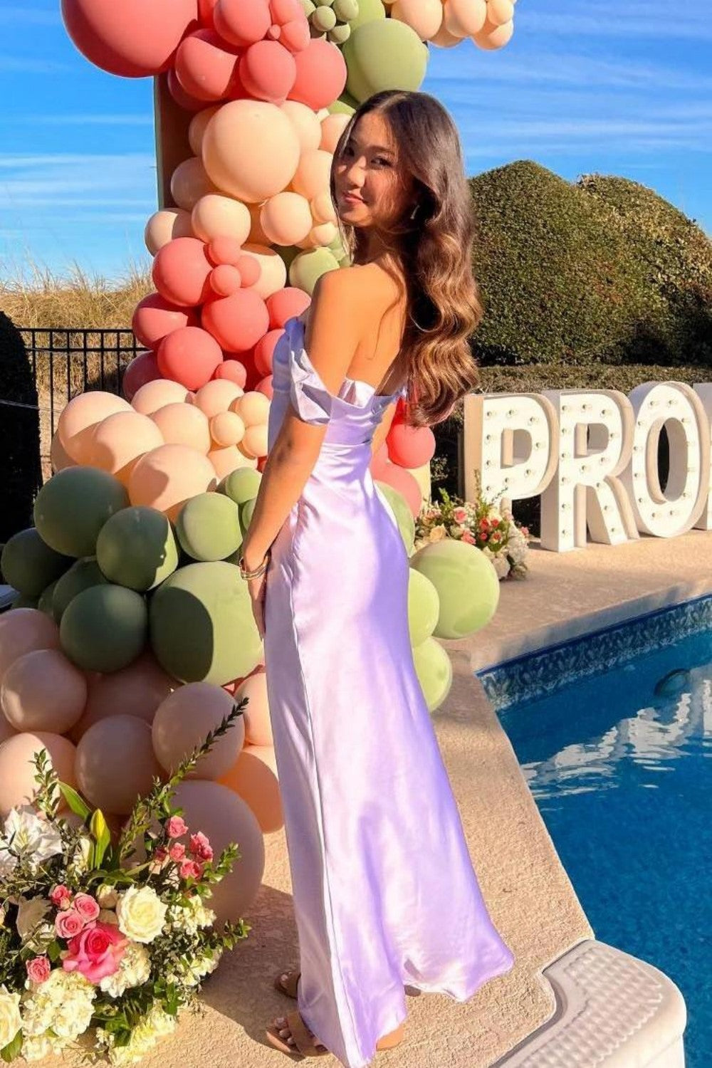 Chic Sheath Off the Shoulder Lilac Long Prom Dress with Ruched
