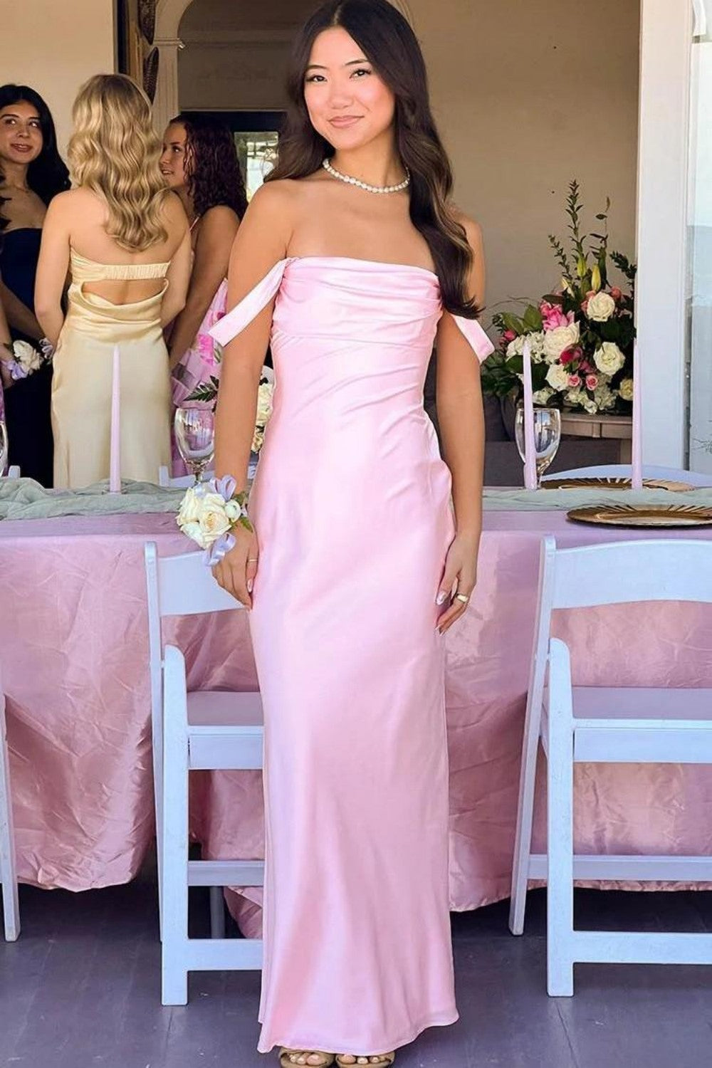 Chic Sheath Off the Shoulder Lilac Long Prom Dress with Ruched