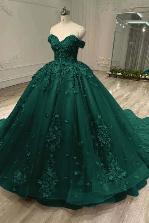 Tulle Sleeveless Off the Shoulder Long Evening Formal Dress With Appliques