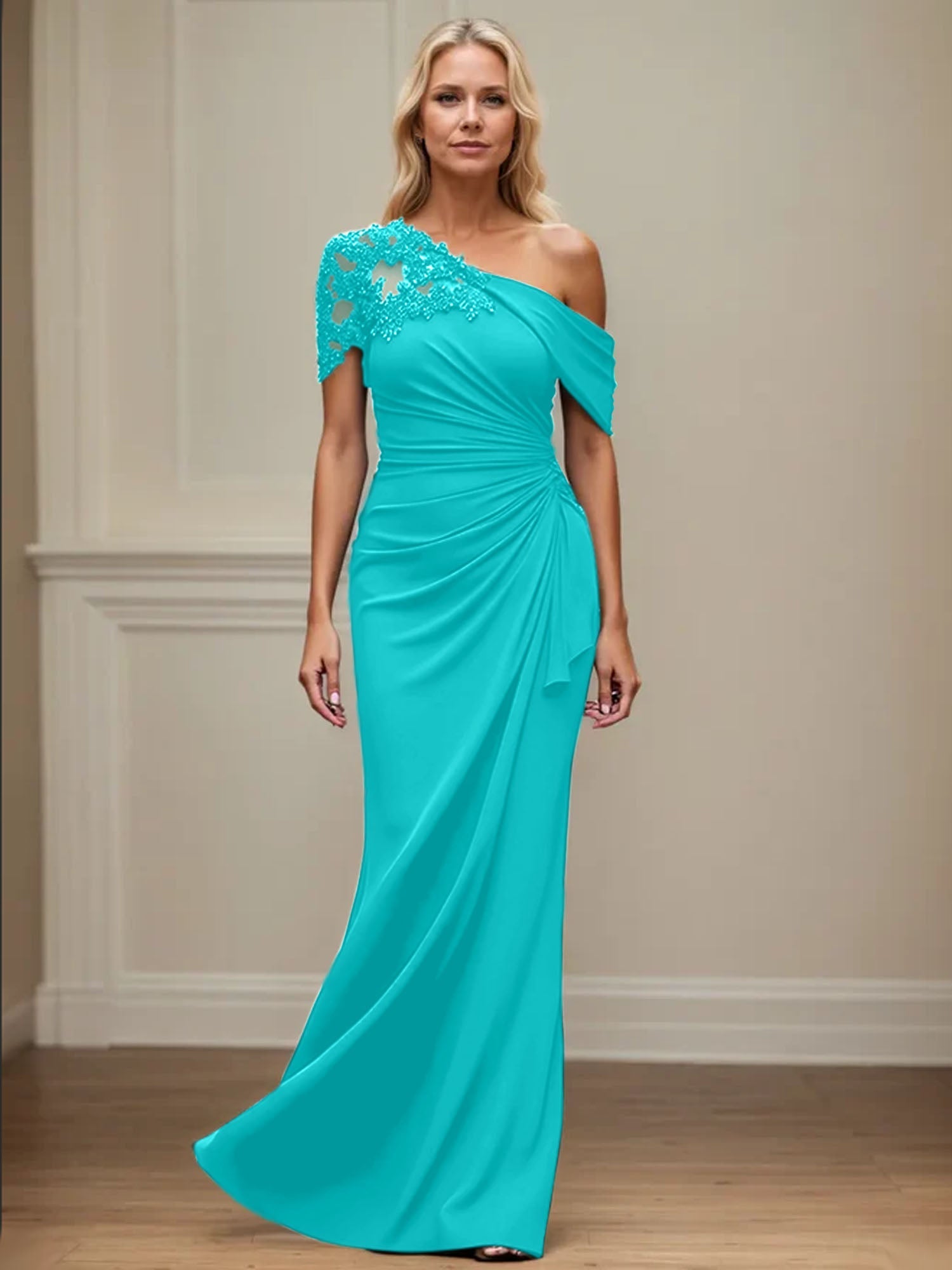 Trumpet/Mermaid Asymmetrical Mother of the Bride Dress with Appliques