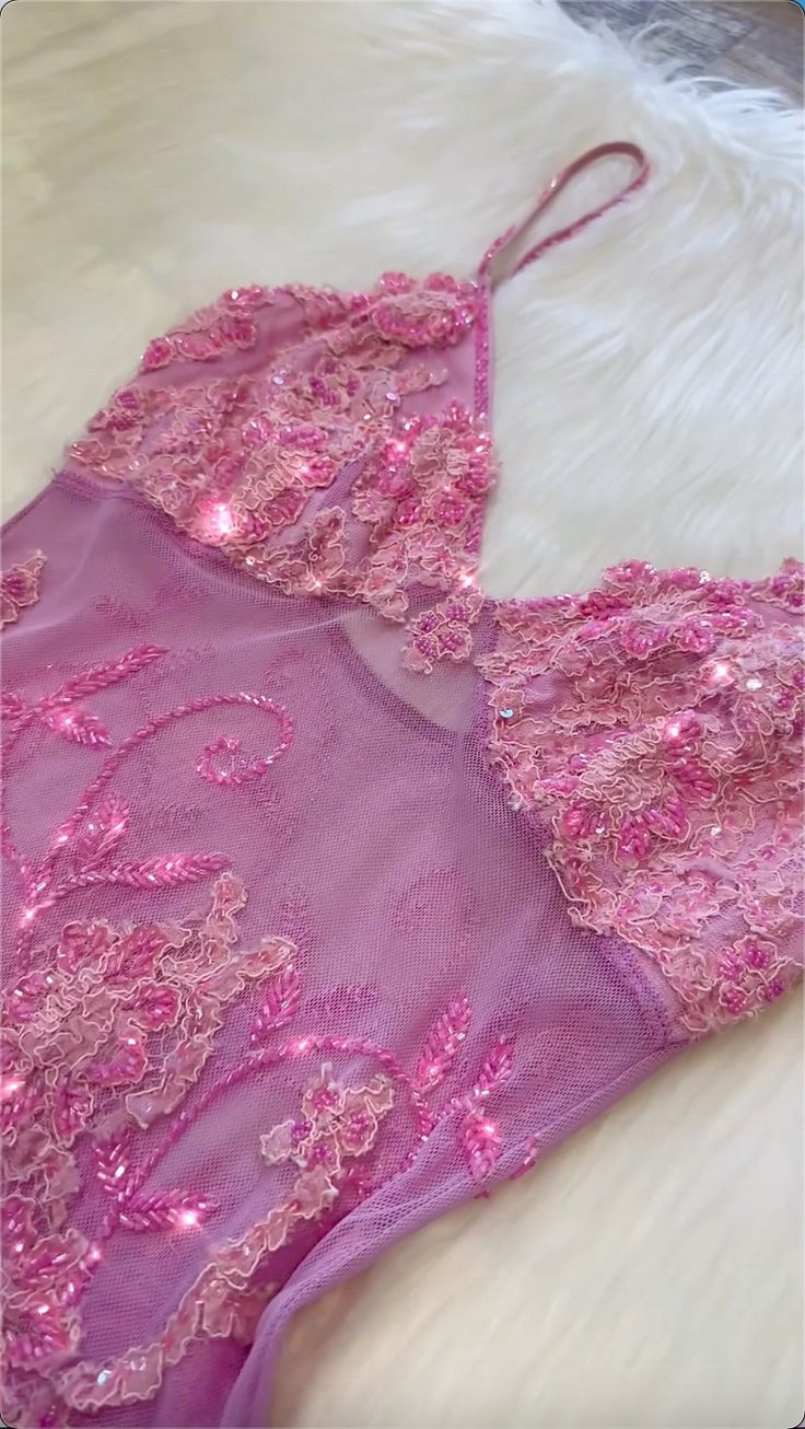 Sparkly Tulle Lace Beaded Prom Dress Pink Party Evening Gown