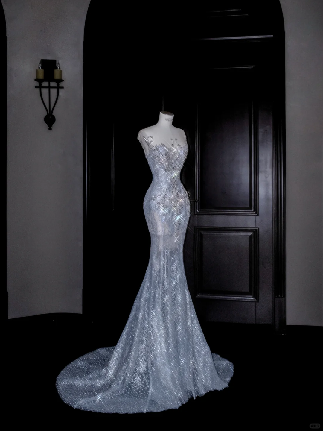 Beautiful Mermaid Sequin Beaded Evening Dress Blue Tulle Prom Dress Y8690 - View 7 | VelvetHem