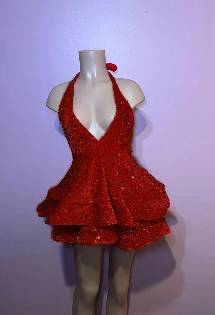 Red Sequin A-line Homecoming Dresses Sparkly Sequin Cocktail Dresses (ZD12167)