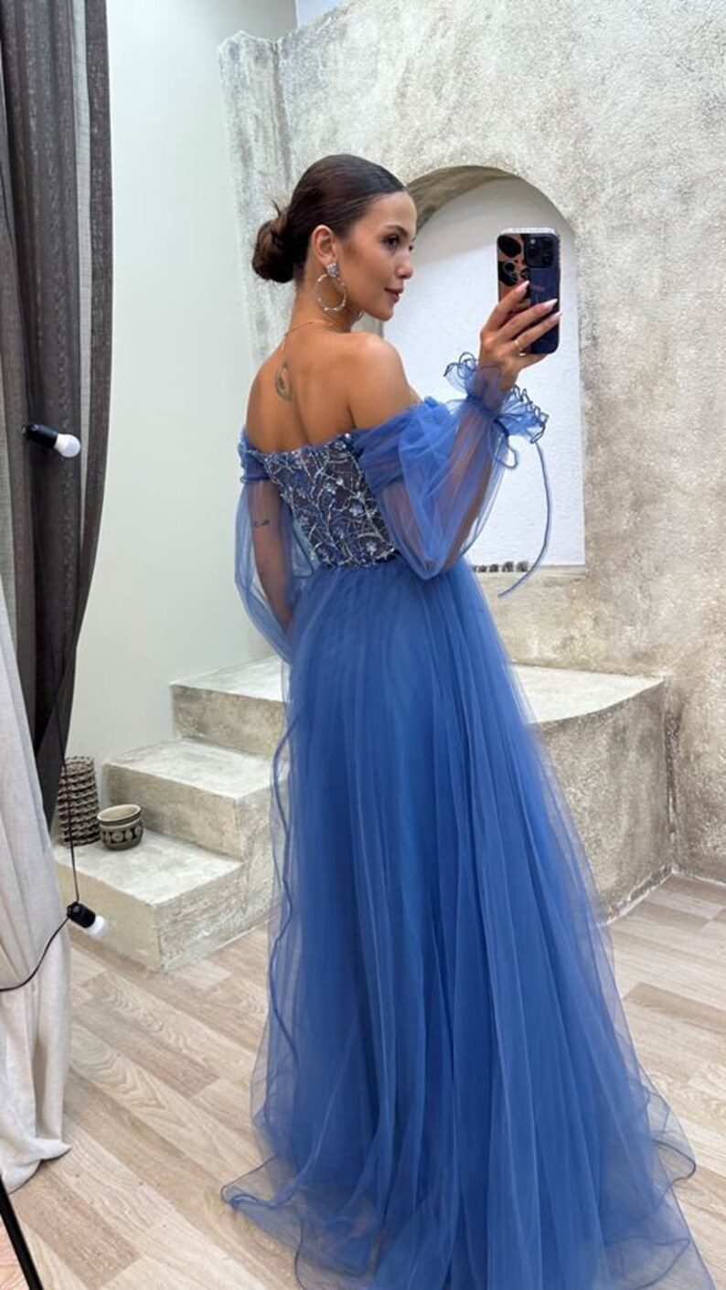 Strapless mint green corset tulle dress prom dress evening gown Y4912 - View 6 | VelvetHem