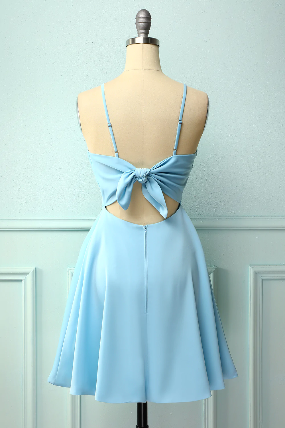 Blue Open Back Cocktail Dress， Short Homecoming Dress C1082