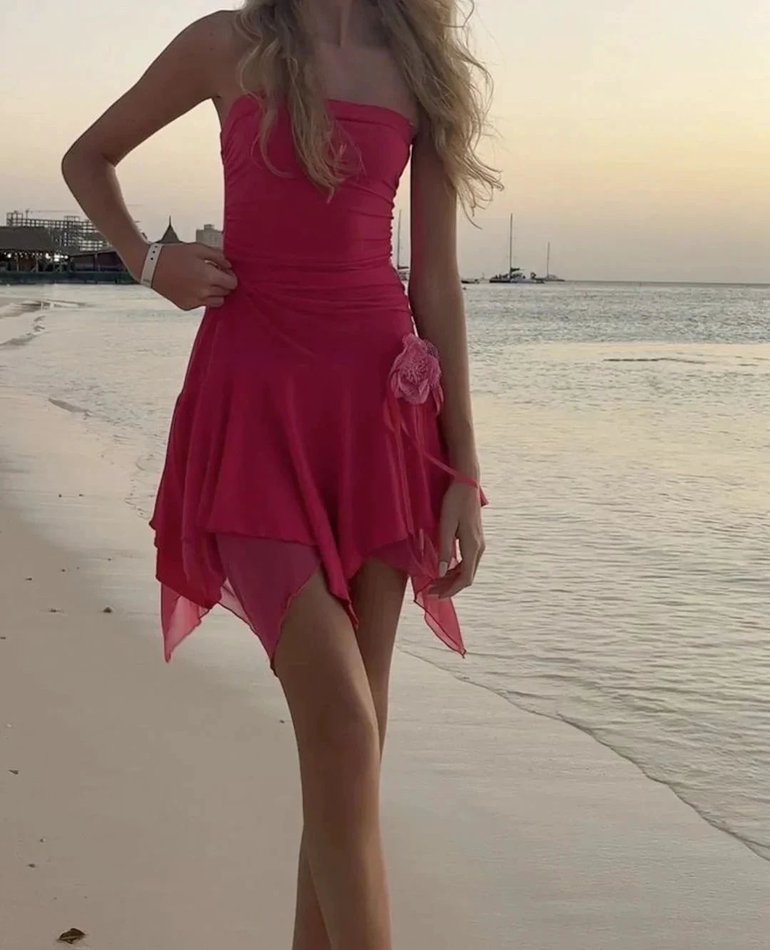 Chic Hot Pink Beach Dress Cute Homecoming Dress Y2959 by simplepromdress