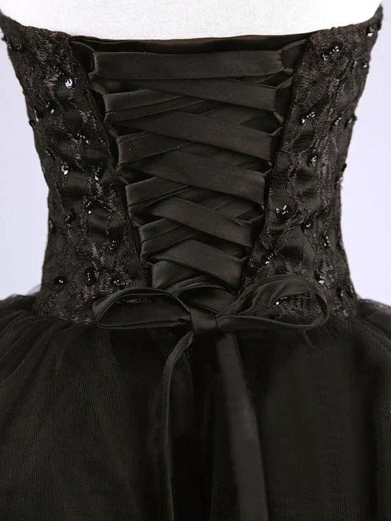 Black Strapless Ball Gown Tulle Homecoming Dresses (ZD11558)