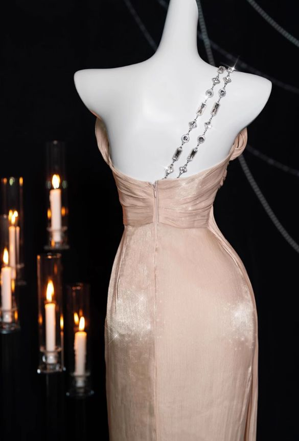 Pretty Pink One Shoulder Sheath Prom Evening Dress Y8199 - View 3 | VelvetHem